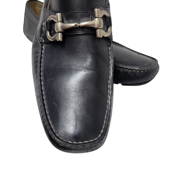 SALVATORE FERRAGAMO Black Leather Driver Loafers Style MS33646 Size 11.5 main image 6